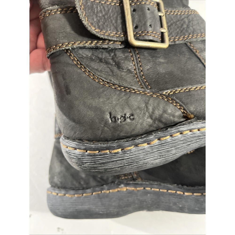 B O C by Born Black Pebbled Leather Moto Buckle Knee High Tall Zipper Boots 7 - Picture 9 of 9